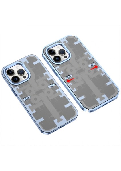 iPhone 13 Pro Max Kılıf Mekanik Bumper Kapak - Mavi