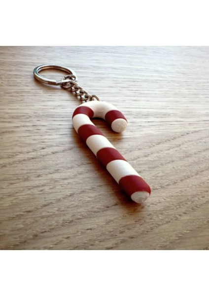 3D Yılbaşı Şeker Kamışı Anahtarlık – Kırmızı Beyaz Noel Temalı Sevimli Tasarım Baston Şeker fiyatları