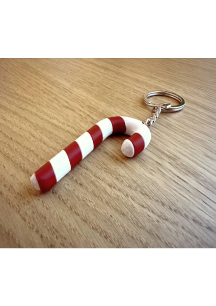 3D Yılbaşı Şeker Kamışı Anahtarlık – Kırmızı Beyaz Noel Temalı Sevimli Tasarım Baston Şeker modelleri