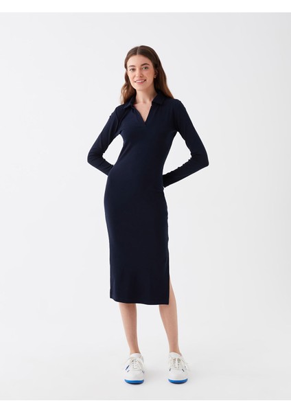 Yeni Sezon Polo Yaka Kadın Bodycon Elbise