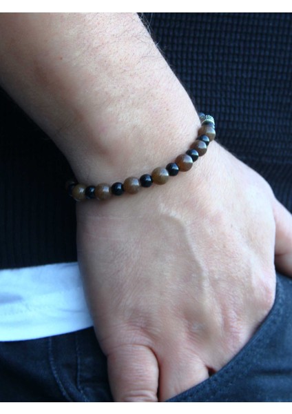 Erkek Doğal Taş Bileklik Oniks Akik Hematit Taşı Oaheb2 modelleri