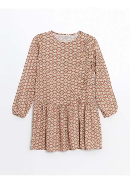 Yeni Sezon Bisiklet Yaka Çiçekli Kız Çocuk Elbise modelleri