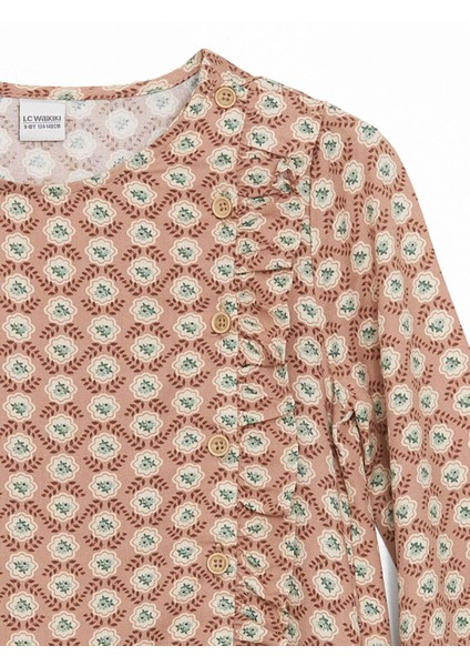 Yeni Sezon Bisiklet Yaka Çiçekli Kız Çocuk Elbise fırsatları