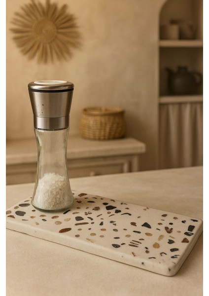 Terrazzo Desenli Dekoratif Beton Stand – Uzun Form