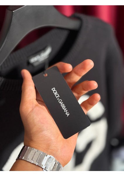 Dg Logo Işlemeli Siyah Erkek Triko Kazak - Dolce Gabbana Yeni Sezon Ürünü fırsatları