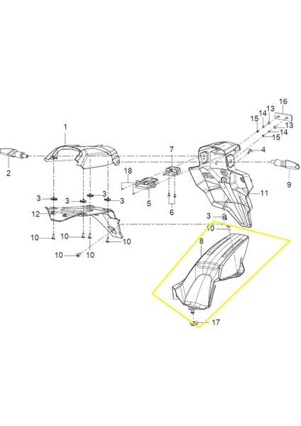 ADV125 Arka Çamurluk Iç Plastik fiyatları