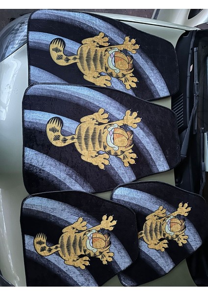 Garfield Desenli Sevimli ve Enerjik Oto Dekor Paspas Seti