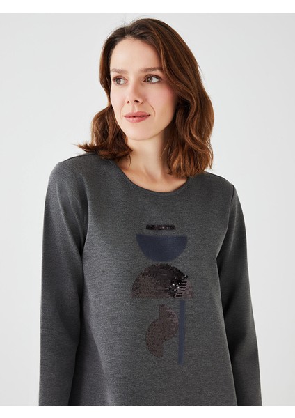 Yeni Sezon Bisiklet Yaka Işlemeli Uzun Kollu Kadın Tunik fiyatları