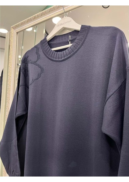 Adn Merserize Çiçekli Tunik - Lacivert - 2 modelleri