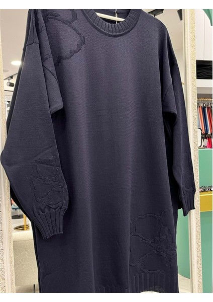 Adn Merserize Çiçekli Tunik - Lacivert - 2 fırsatları