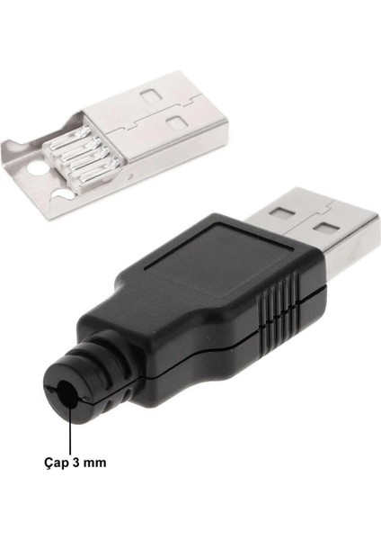 Kutulu USB Type A Erkek Soket USB 2.0 4 Pin Plastik Kapak Dıy Tip Elektronik Cihaz USB