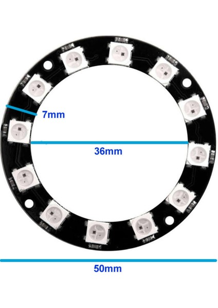 12 Bit Neopixel Halka Ring WS2812B 5050 Rgb LED Modül 12’li Dijital Adreslenebilir Lamba Programlana fiyatları
