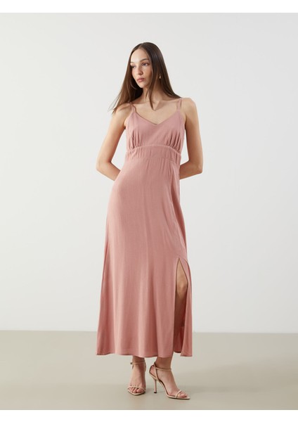 Yeni Sezon V Yaka Krinkle Elbise