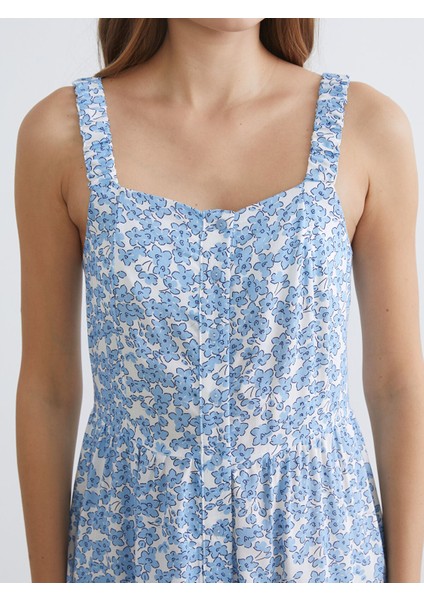 Yeni Sezon Kare Yaka Çiçekli Elbise modelleri