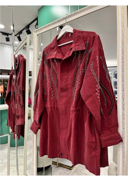 Adn Taşlı Ceket Cupra Karışımlı - Vişne Çürüğü - 2