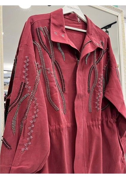 Adn Taşlı Ceket Cupra Karışımlı - Vişne Çürüğü - 2 modelleri