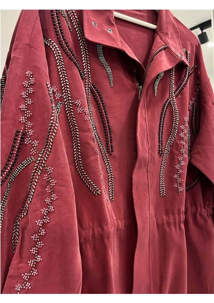 Adn Taşlı Ceket Cupra Karışımlı - Vişne Çürüğü - 2 fırsatları