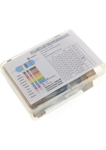 Kutulu 600 Parça Direnç Seti 10OHM / 1mohm 30 Farklı Tip 20şer Adet Metal Film Dip Direnç 1% 1/4W
