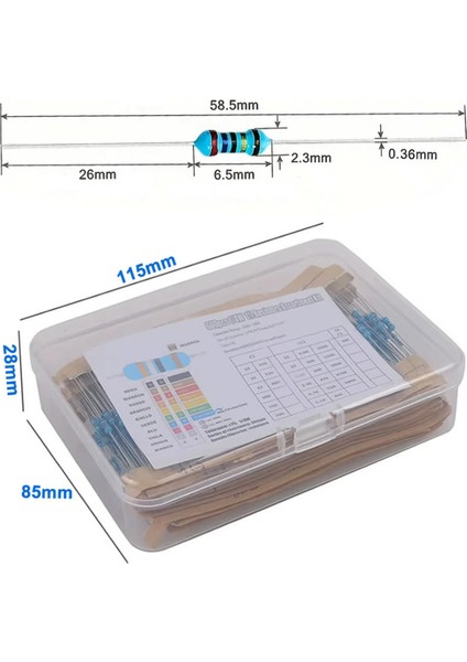 Kutulu 600 Parça Direnç Seti 10OHM / 1mohm 30 Farklı Tip 20şer Adet Metal Film Dip Direnç 1% 1/4W fırsatları