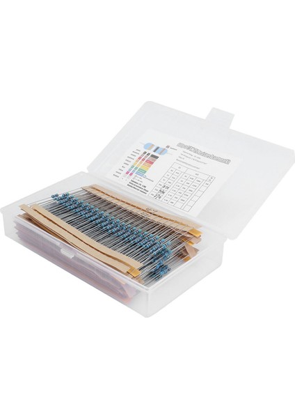 Kutulu 600 Parça Direnç Seti 10OHM / 1mohm 30 Farklı Tip 20şer Adet Metal Film Dip Direnç 1% 1/4W