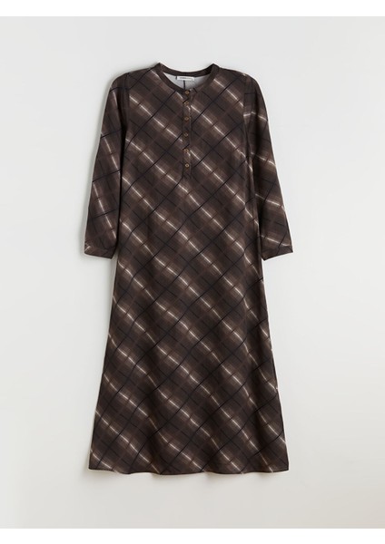 Yeni Sezon Büyük Beden Hakim Yaka Ekose Elbise modelleri