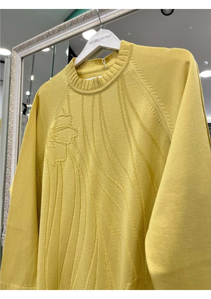 Adn Kabartmalı Merserize Tunik - Sarı - 2 modelleri