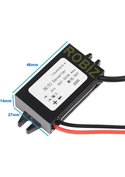 12.2V / 24V To Type-C 5V 3A Modül F35J5V3A 30CM USB Kablolu Su Geçirmez Şarj Telefon Araba