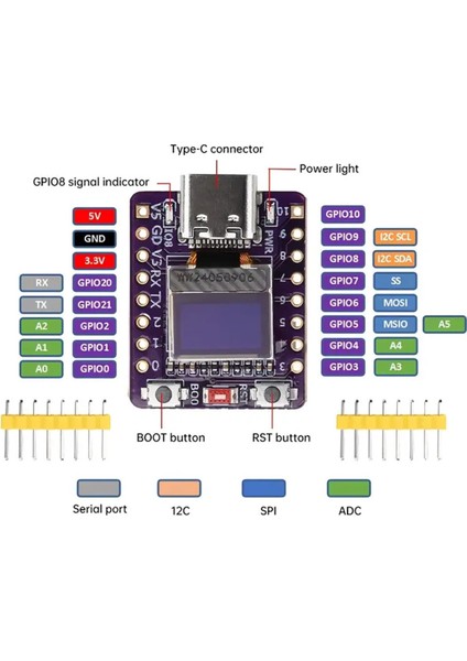 ESP32 C3 0.42INCH OLED LCD Super Mini Geliştirme Kartı Wifi Bluetooth Type-C USB 160MHZ 4mb Flash modelleri