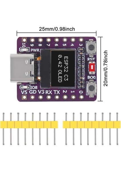 ESP32 C3 0.42INCH OLED LCD Super Mini Geliştirme Kartı Wifi Bluetooth Type-C USB 160MHZ 4mb Flash fırsatları