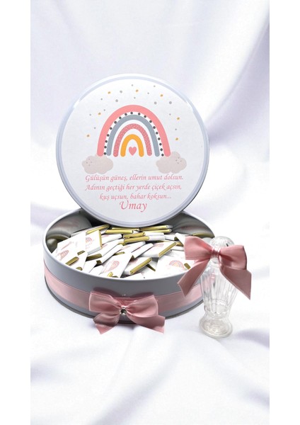 Isme Özel Pembe Gökkuşağı Hediyelik Çikolata