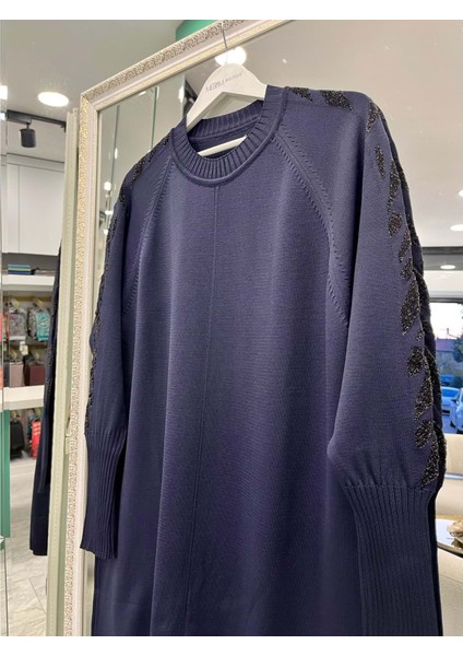 Adn Simli Kol Merserize Tunik - Lacivert - 2 fiyatları