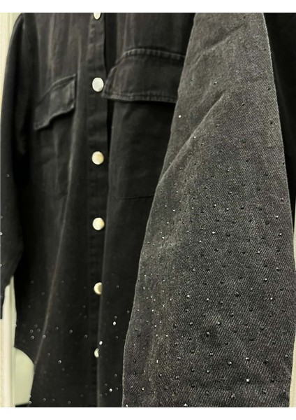 Adn Boncuklu Kot Gömlek - Siyah - 1 modelleri