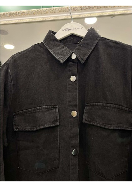 Adn Boncuklu Kot Gömlek - Siyah - 1 fırsatları