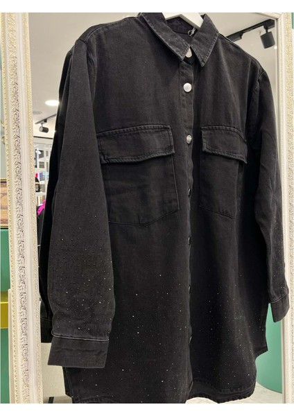 Adn Boncuklu Kot Gömlek - Siyah - 1 indirimleri