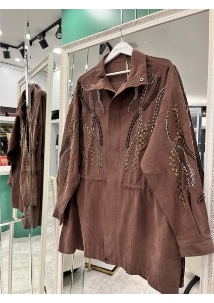 Adn Taşlı Ceket Cupra Karışımlı - Acı Kahve - 2