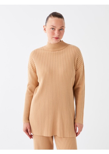 Yeni Sezon Yarım Balıkçı Yaka Düz Uzun Kollu Kadın Triko Tunik fiyatları