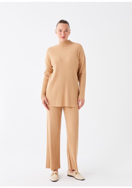 Yeni Sezon Yarım Balıkçı Yaka Düz Uzun Kollu Kadın Triko Tunik modelleri