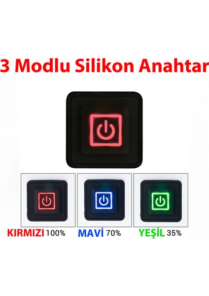 5V Silikon Anahtar 3 Modlu Elbise Isıtıcı Dimmer 3 Çalışma Modlu 3 Renk LED Göstergeli