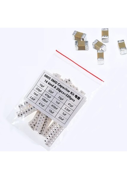0805 Smd Kapasitör Set 16 Tip 320 Parça Yüzey Montaj Film Seramik 10PF 22PF 33PF 47PF 220PF 470PF indirimleri