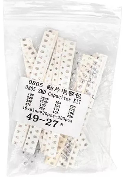 0805 Smd Kapasitör Set 16 Tip 320 Parça Yüzey Montaj Film Seramik 10PF 22PF 33PF 47PF 220PF 470PF