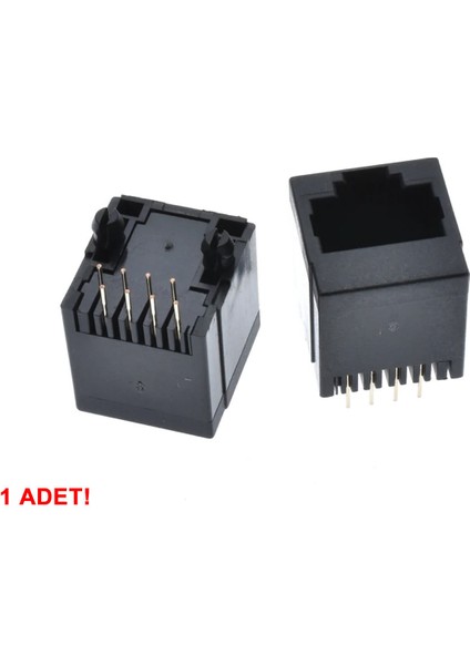 8P8C Plastik Dikey Tip RJ45 Soket Ethernet Bağlantı Soketi 8 Pin Pcb Montaj 180 Derece Dıp 1 Port