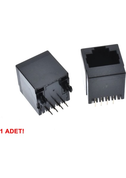 8P8C Plastik Dikey Tip RJ45 Soket Ethernet Bağlantı Soketi 8 Pin Pcb Montaj 180 Derece Dıp 1 Port