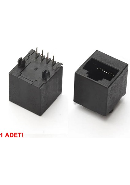 8P8C Plastik Dikey Tip RJ45 Soket Ethernet Bağlantı Soketi 8 Pin Pcb Montaj 180 Derece Dıp 1 Port