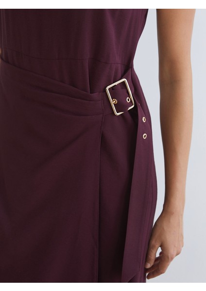 Yeni Sezon Bisiklet Yaka Krep Belden Oturtmalı Elbise modelleri