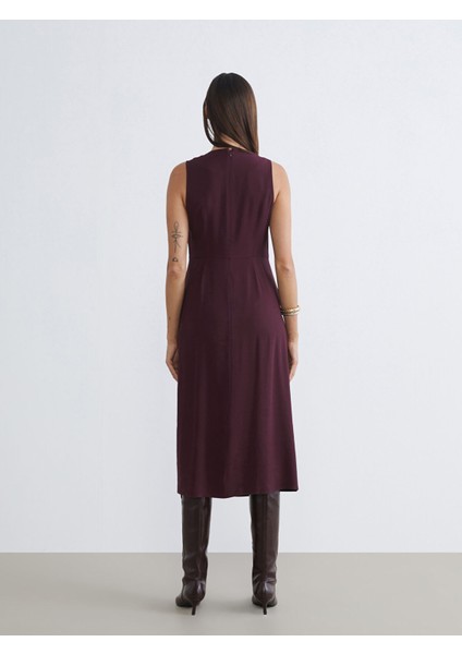 Yeni Sezon Bisiklet Yaka Krep Belden Oturtmalı Elbise fırsatları