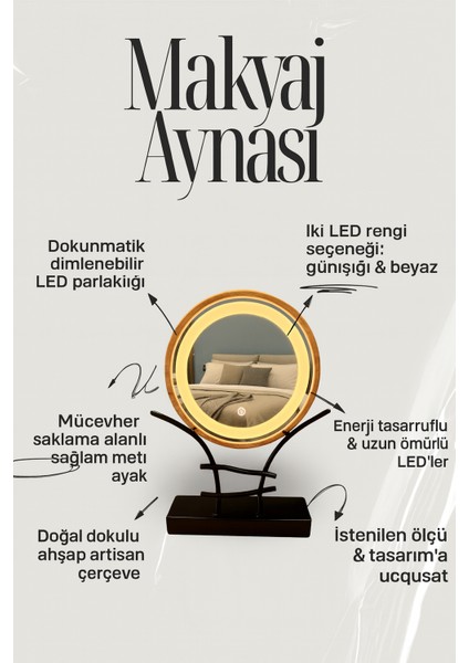 Işıklı Makyaj Aynası Dokunmatik Sensörlü Dimlenebilir fiyatları