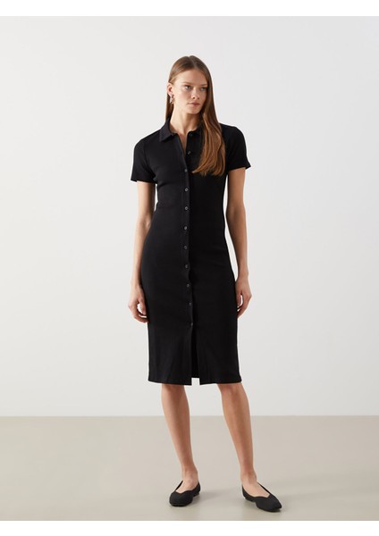 Yeni Sezon Polo Yaka Kadın Bodycon Elbise