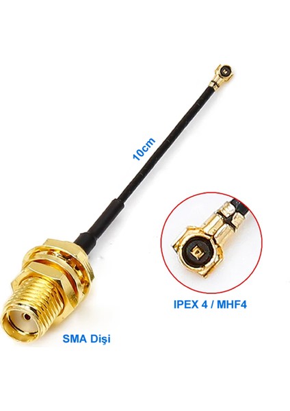 10CM Sma Dişi Ipex4 Mhf4 Rf Bağlantı Kablosu Sma Dişi Soket To Altın Kaplama Konnektör Koaksiyel