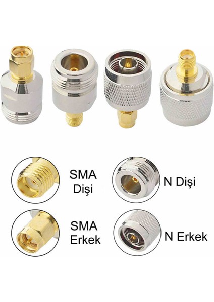 N Tip Erkek To Sma Dişi Soket Adaptör Konnektör 0-6ghz Rf Wi-Fi Anten Fpv Lora Helium Router Modem