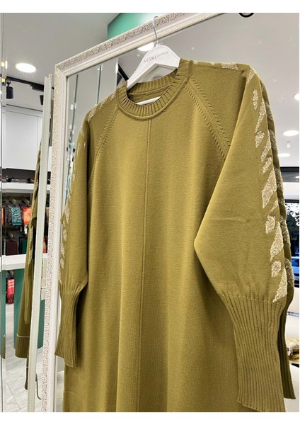 Adn Simli Kol Merserize Tunik - Yağ Yeşili - 2 fiyatları